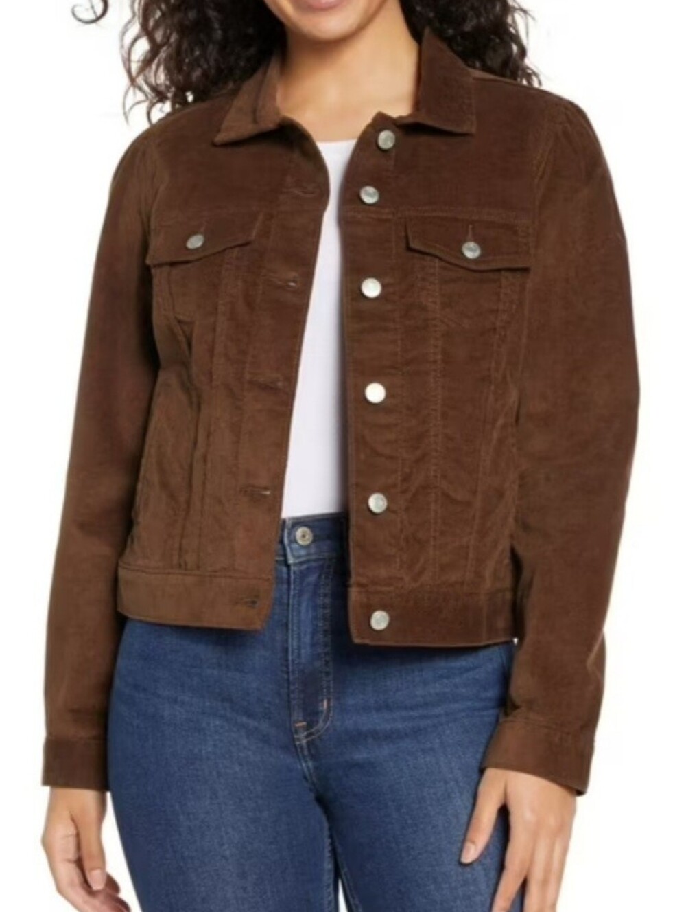 Gap Chocolate Brown Corduroy Women's Jacket - Classic Button-Up NWT